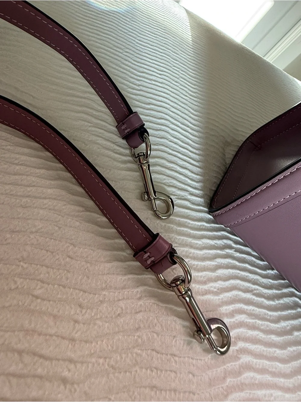 Coach Zoe Carryall Lilac Leather Satchel with Silver Padlock Charm